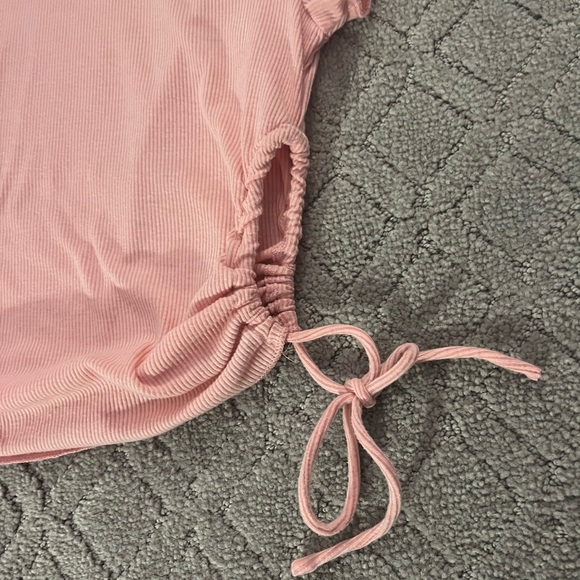 Pink Ruched Side Tie Top - Picture 2 of 5